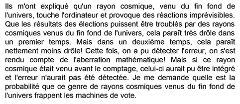 Rayon cosmique, extrait du Compte Rendu IntÃ©gral avec compte rendu analytique traduit des interventions, Commission de l'IntÃ©rieur, des Affaires GÃ©nÃ©rales et de la Fonction Publique, mardi 30.09.2003 Matin, p. 30