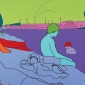 2004_Michael_Craig-Martin_Reconstructing_Seurat_purple_2004